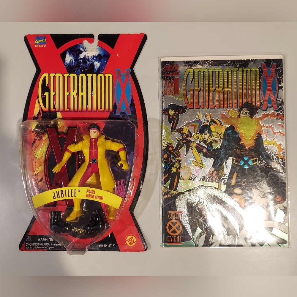 1995 TOYBIZ GENERATION X JUBILEE ACTION FIGURE & GENERATION X COMIC #1 CHROMIUM
